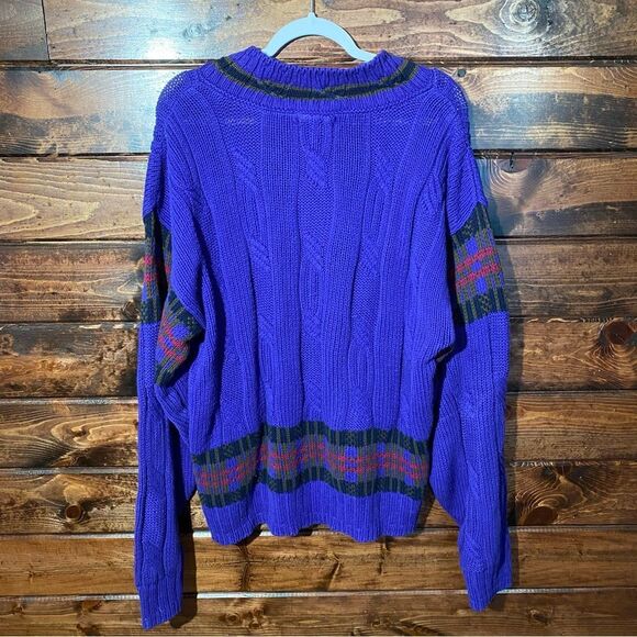 Vintage Colours By Alexander Julian Abstract Chunky Knit Sweater Men's Size XL - Picture 13 of 13